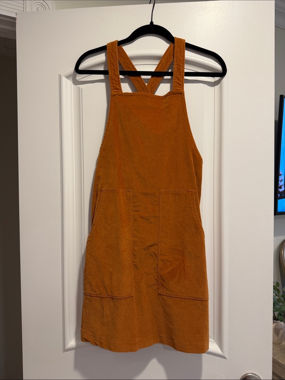 Madewell Rust Orange Corduroy Pinafore Mini Dress